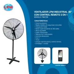 LPM - Ventilador Lateral 30 320W Control Remoto FWA75+R - NEGRO