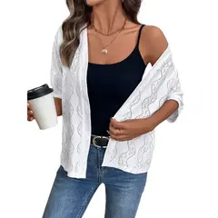 KAST PE - Cardigan para Mujer Portia Blanco con Encaje - Talla M