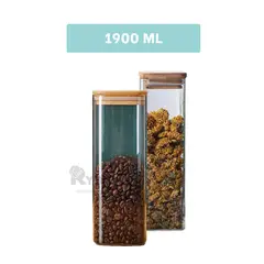 GENERICO - Envase de Alimento 1900ml Tapa de Bambu Y+Ligas de Regalo