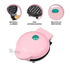 RYBIU IMPORT - Maquina Wafle de Aluminio Color Rosado Y+Post-it Adhesivos