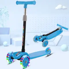 GENERICO - Scooter Plegable con Ruedas de Luces Color Celeste - Unisex