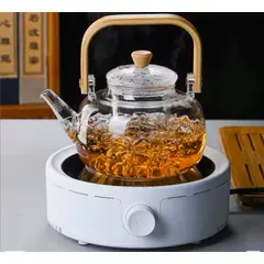 GENERICO - Tetera de Vidrio con Infusor y Asa de Bambú