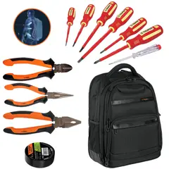 TRUPER - KIT alicates dieléctricos, 6 desarmadores 1000V, MOCHILA