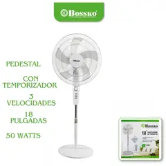 BOSSKO - Ventilador de pedestal 18 BOSSKO BK8457VB 50W con Temporizador Blanco