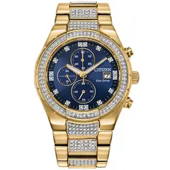 CITIZEN - Reloj Hombre 42mm Crystal Dorado Acero Inox Japones CA0752-58l