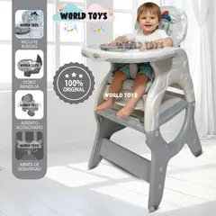 BABY - Silla de Comer 3 en 1 «BELADONNA» Gray