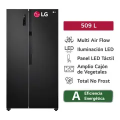 LG - REFRIGERADORA GS51MPD 509 L MULTI AIR FLOW SIDE BY SIDE NEGRO