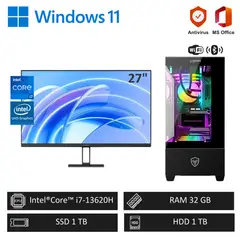 INTEL - Computadora PC Gamer ci7 13620H 4´90GHz 32GB RAM 2TB + Monitor Xiaomi 27”