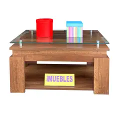 TEMEL - Mesa de Centro para Sala Mesa con tablero de vidrio