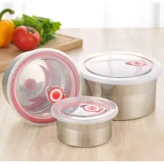 GENERICO - Set x 3 de Bowls de Acero con Tapa Hermetica
