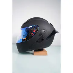 GENERICO - CASCO ABATIBLE XTREME NEGRO VISOR AZUL DIA Y NOCHE M