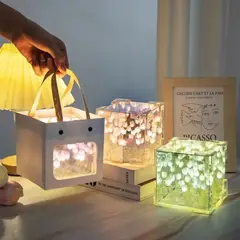 GENERICO - Cubo Lampara de tulipanes infinito Amarillo Armado