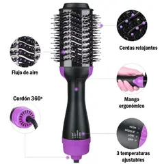GENERICO - Cepillo alisador y secador de cabello - Morado