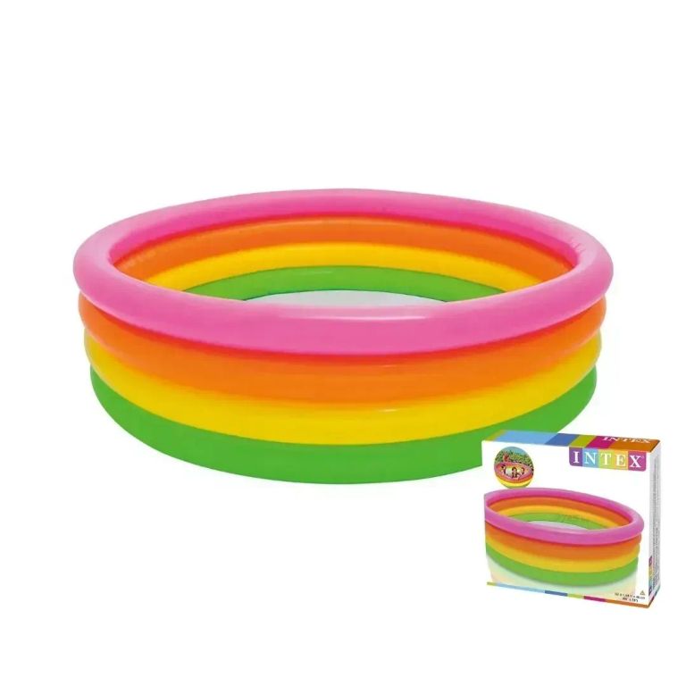 Piscina Redonda Inflable 4 Aros Coloridos 168 cm