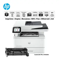 HP - Impresora Multifuncional LaserJet Pro MFP 4103fdw Duplex WIFI ADF