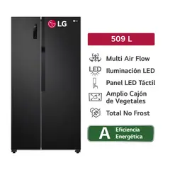 LG - Refrigeradora 509 L side by side no frost GS51MPD negro