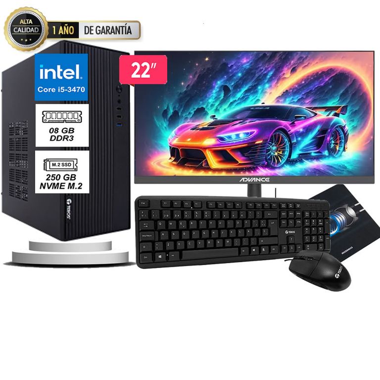 Computadora Pc Intel Core i5 3470 Monitor 22 fhd' RAM 8GB SSD 256GB