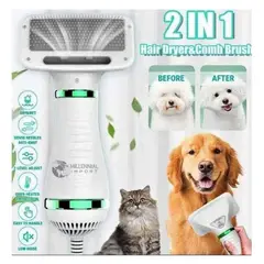 GENERICO - Cepillo Secador 2 en 1 para Mascotas Gatos y Perros