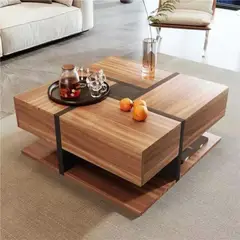 GENERICO - Mesa de Centro Mini Aaron Color Duna y Negro - Muebles Gaudi