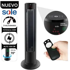 SOLE - Ventilador de Aire Tipo Torre SOLAIR018 Negro