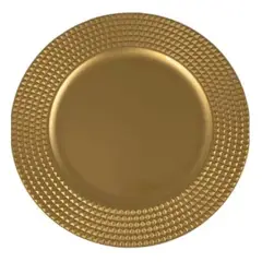 GENERICO - Plato Fondo Sitio Borde Puntos Dorado 33cm Decoración Mesa