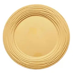 GENERICO - Plato Fondo Sitio Borde Líneas Dorado 33cm Decoración Mesa