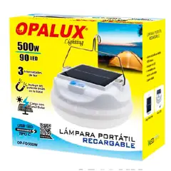 OPALUX - LAMPARA PORTATIL RECARGABLE CON PANEL SOLAR 500W OP-FD500W