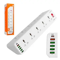 LDNIO - Supresor de Picos SC10610 10 Tomas Universales 5 USB-A