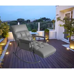 GENERICO - SILLA SILLÓN PREMIUM SOFÁ MECEDORA RECLINABLE TERRAZA GRIS