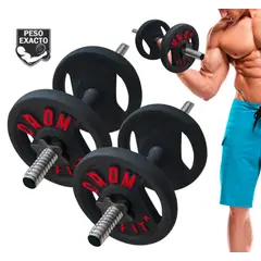 HOLGU - Pesas set 12kg 4 discos de 3kg + Mancuernas PVC