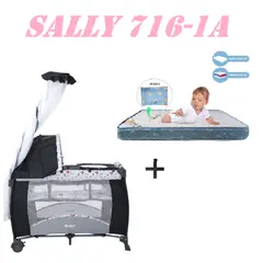 EBABY - Cuna Corral Sally 716-1A Colchon Rosa-Azul