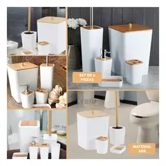 GENERICO - Set Economico para Baño Elegante de Blanco Y+Regalo Agendita