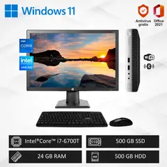 INTEL - Computadora PC Empresarial Core i7 3.6 GHz, 24GB RAM+500GB SSD+500GB HDD