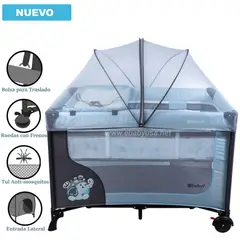 EBABY - Cuna Corral con Cambiador Happy Dream Celeste