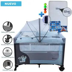 EBABY - Cuna Corral Happy Dream Celeste +Colchón