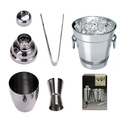GENERICO - Set de 4 Piezas Para Bartender Coctelera Onzera Hielera y Pinza