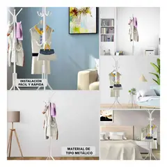 RYBIU IMPORT - Perchera Compacta y Armado Facil de Blanco Y+Regalo Stickers