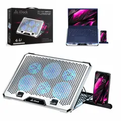 IDOCK - Cooler para Laptop mas soporte de movil Turbine N9 Silver