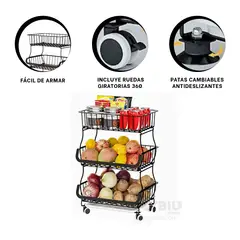 GENERICO - Contenedor Armable para Frutas Negro Y+Banderitas Adhesivas