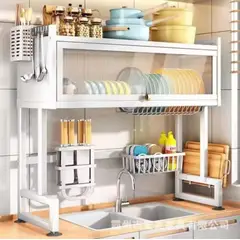 GENERICO - Escurridor de Platos de Acero Inoxidable de Fregadero Cocina con Tapa