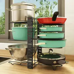 GENERICO - Organizador Para Ollas De 8 Niveles - Color Negro