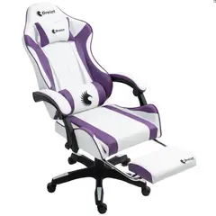 DREIZT - Silla Gamer Ergonómica Shine Purpura y Blanco Posapies Reclinab