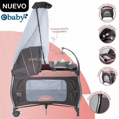 EBABY - Cuna Corral Aluminio NAPY 779C-1 Tul Reina - Rosado