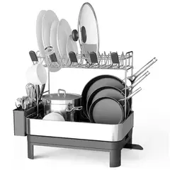 GENERICO - Escurridor de Platos 2 Niveles de Acero inoxidable Haus Roland