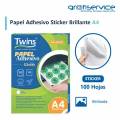 GENERICO - Papel Etiqueta Brillante A4 Twins 100h 135g