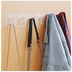 TODO FIT - PERCHERO DE 6 GANCHOS TRANSPARENTES ADHESIVOS ORGANIZADOR HOGAR COCINA