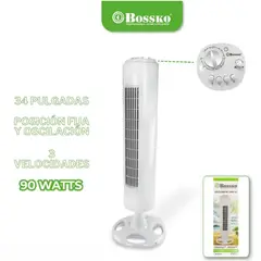 BOSSKO - Ventilador de Torre BK 8228VT de 34 pulgadas