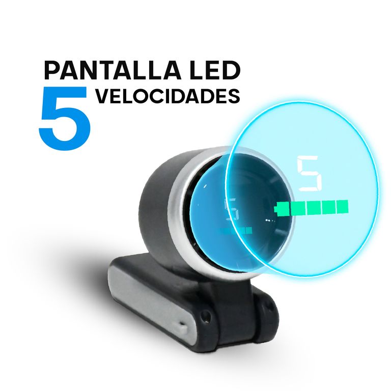 Ventilador Portátil Recargable 5 Velocidades – Mano, Cuello y Escritorio con Pantalla LED