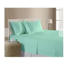 GENERICO - Sabanas De Algodón Bramante Queen verde agua