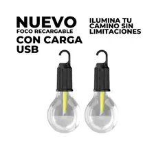 GENERICO - Foco Recargable Usb Lampara Portatil Con Gancho x2Unids